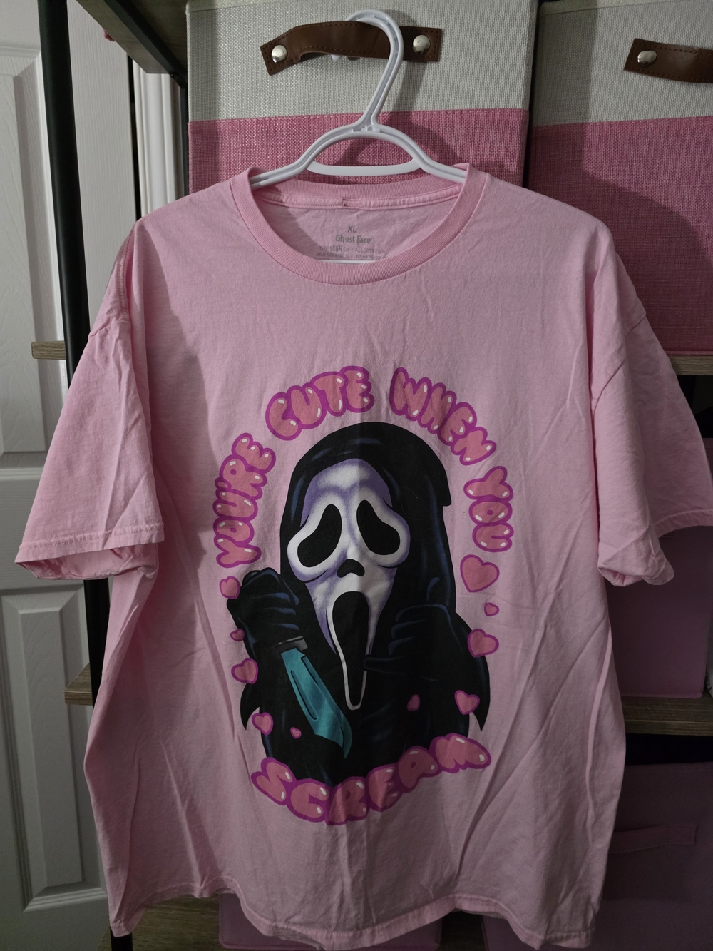 Spencer's Pink Graphic Tee with Ghostface 'You're Cute When You Scream'